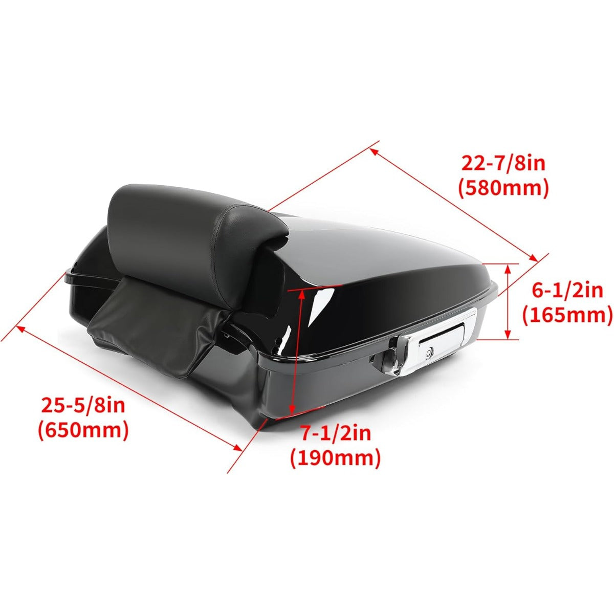 5.5inches Razor Motorcycle Trunk Luggage w/Backrest Compatible with 2014-2024 Harley Davidson Touring Models Trunk Tail Box DTS