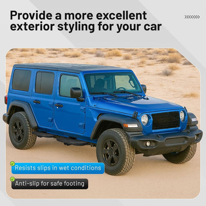 Side Steps Compatible with 2018-2025 Jeep Wrangler JL Unlimited 4-Door, High-Strength Running Boards, Steel Step Bars, Powder-Coated 4-Piece Set