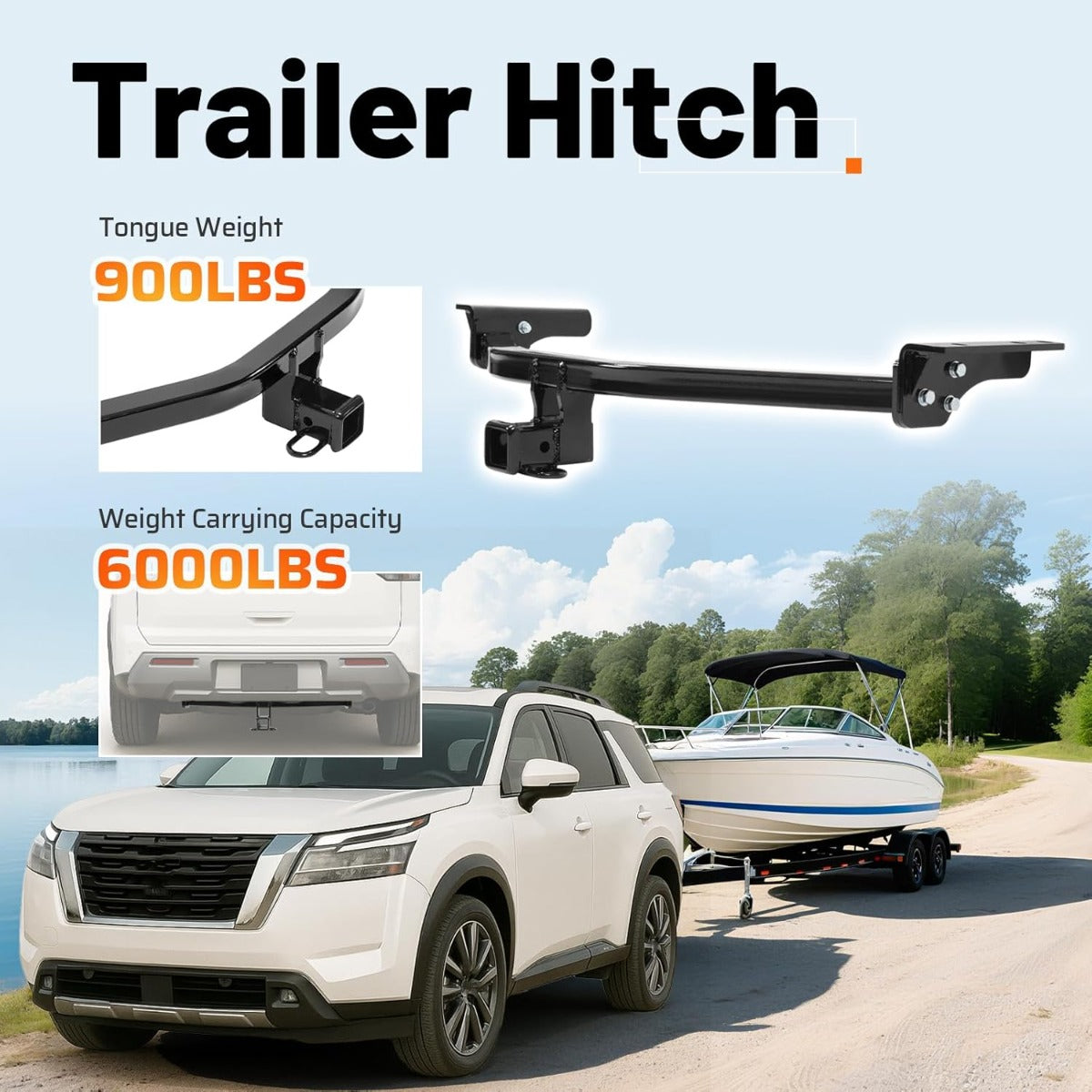 Class 3 Rear Trailer Hitch, 2 Inch Receiver Compatible with 2022-2025 Nissan Pathfinder, 2022-2025 Infiniti QX60