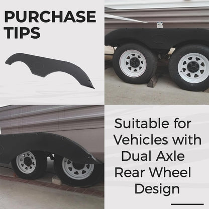 RV Fender Skirt Replacement Tandem Trailer for RVs Campers and Trailers - Black LYAP-472-1