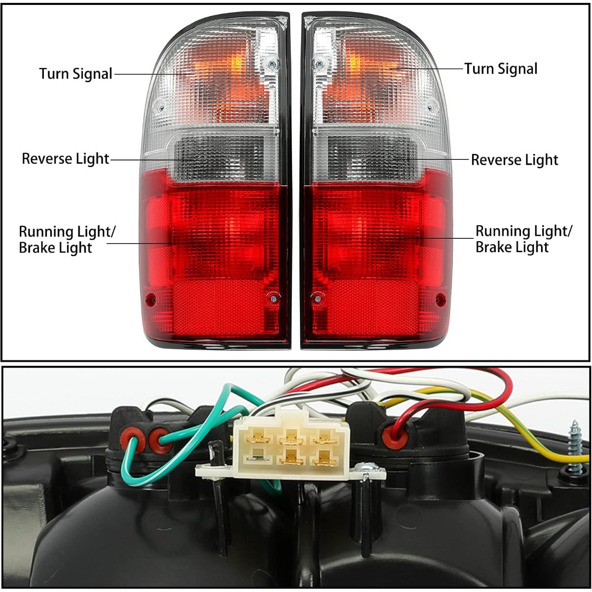 ECOTRIC Tail Light Pair Compatible with 1995-2000 Toyota Tacoma Pickup Trunk Taillight Tail Lamp Driver Left & Passenger Right
