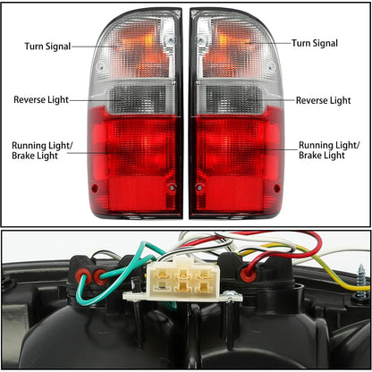 ECOTRIC Tail Light Pair Compatible with 1995-2000 Toyota Tacoma Pickup Trunk Taillight Tail Lamp Driver Left & Passenger Right