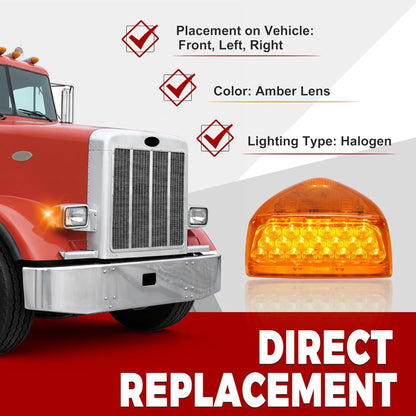 HECASA Turn Signal Light Compatible with Peterbilt 357/365/378/379/359 Amber Lens 31 LED Headlight Marker Light Running Light 2Pcs