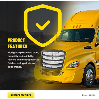 Front Grille Compatible with 2018-2024 Freightliner Cascadia Grill w/Bug Screen Matte Black