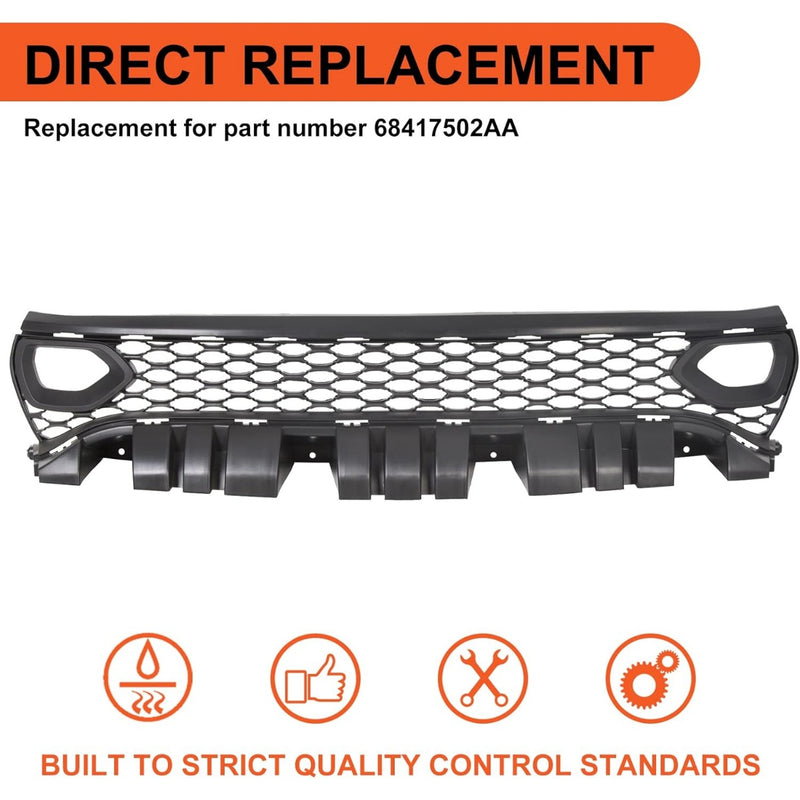 Front Upper Grille Assembly Compatible With 2015-2023 Dodge Charger SRT SXT Pursuit R/T SE GT Scat Pack Daytona Replacement for 68417502AA Mesh Grill W/ 2 Side Bezels LYAP-335-3