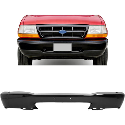 ALMULOO Front Bumper(3Pcs) Compatible with 1998-2000 Ford Ranger W/O Molding Holes Replace For FO1002347, XL5Z17757APTM, YL5Z17757AAA Steel Powder Coated