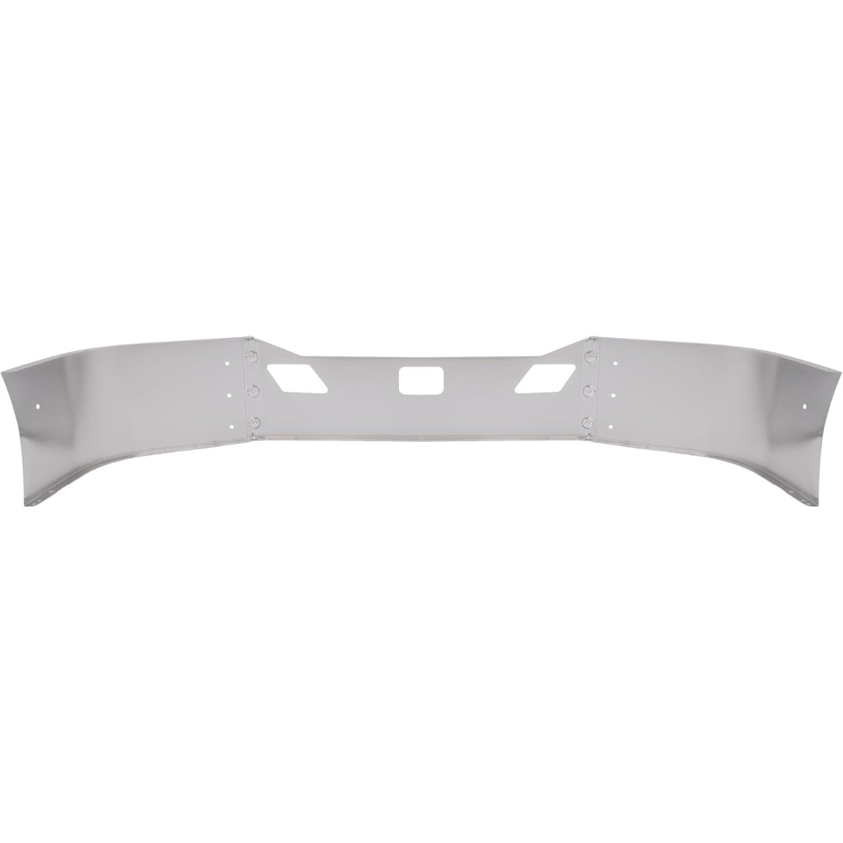 Front Bumper Assembly Compatible with 2011-2022 Kenworth T680 w/Two Tow &Custom Radar Sensor Cut-out w/Brackets 3PCs Steel Chrome Silvery