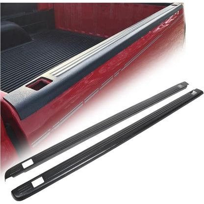 Truck Bed Rail Caps W/Holes Compatible with 1999-2006 Chevrolet Silverado & GMC Sierra 1500 2500 3500 (Classic only) W/Stake Holes 6'6 Inches Bed Black Ribbed Finish (Set of 2)