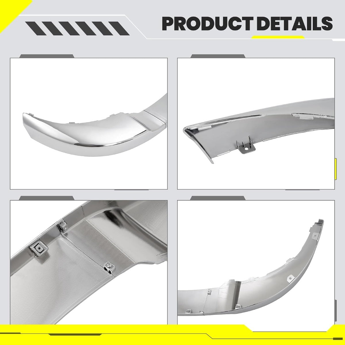 KUAFU Front Bumper Cover Upper Trim Cap Compatible with 2011-2014 Chevy Chevrolet Silverado 2500 3500 HD GM1014106, 25883355 ABS Plastic Chrome Replacement Only 3PCS-Silvery