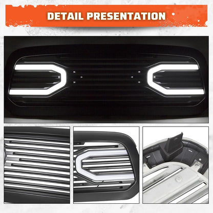 Front Grill Compatible With 2015-2018 Dodge RAM 1500 2019-2021 Ram 1500 Classic(Black W/Light) Big Horn Bumper Grille Replacement Shell