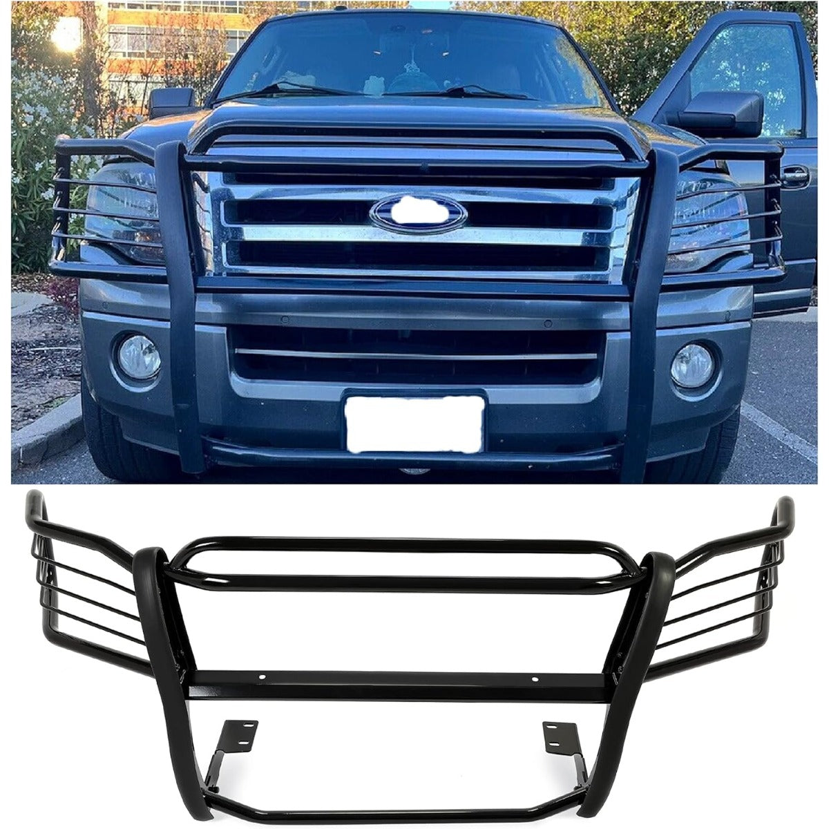 HECASA Brush Guard Compatible with 2003-2017 Ford Expedition Bull Bar Front Bumper Grill Grille Guard Protector Brush Push Bar Black Steel Powder Coated