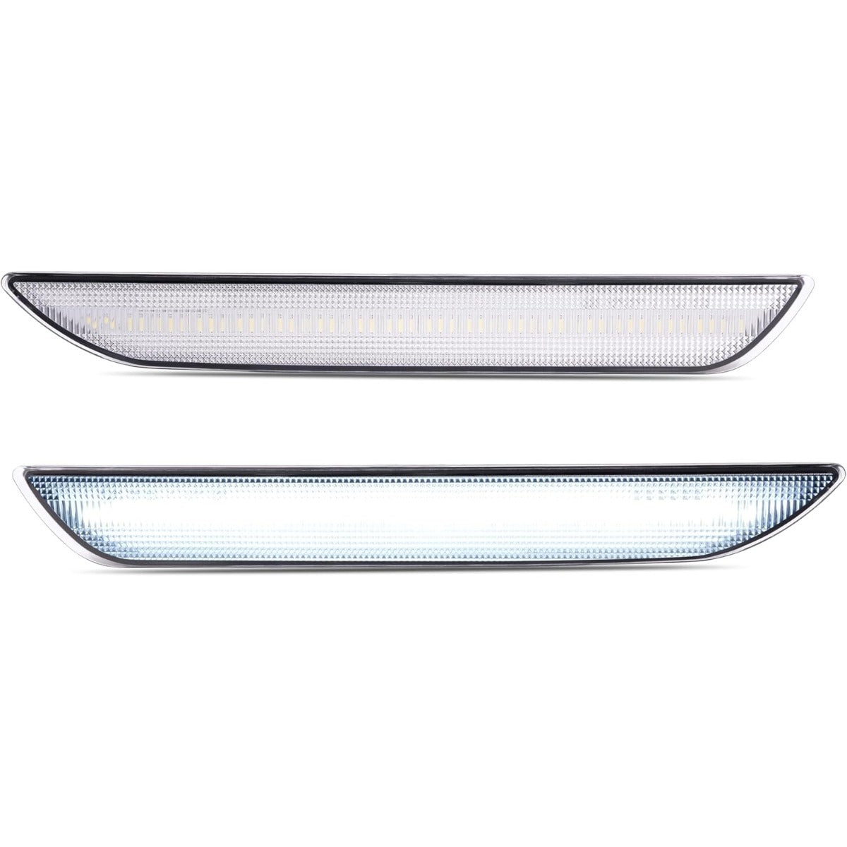 HECASA Side Marker Light Compatible with 2015-2023 Ford Mustang Rear Side Marker Lamp Reflector Left & Right Replacement for FR3Z15A201A FR3Z15A101A Clear Lens White LED