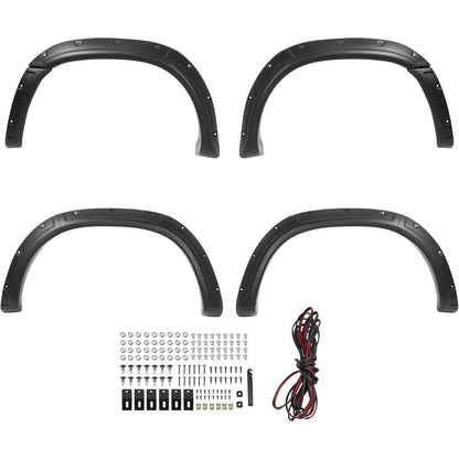 4Pcs Fender Flare Compatible with 2000-2006 Toyota Tundra | Front & Rear Wheel Arch Cover Protector Set Plastic(PP) Textured Black