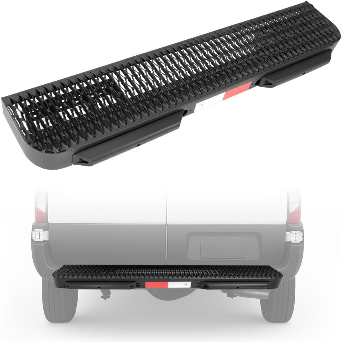 KUAFU Rear Bumper Step Compatible with 2015-2026 Ford Transit 150 250 350 Rear Bumper Impact Shock Mount Running Board Step Fleet Kit w/Reflective Tape