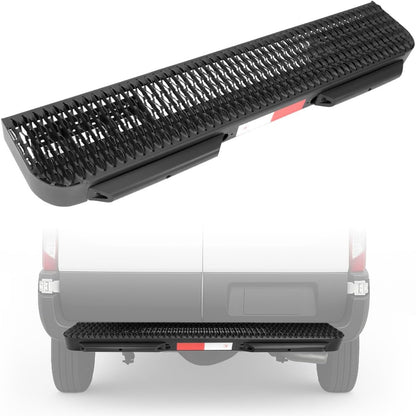 KUAFU Rear Bumper Step Compatible with 2015-2026 Ford Transit 150 250 350 Rear Bumper Impact Shock Mount Running Board Step Fleet Kit w/Reflective Tape