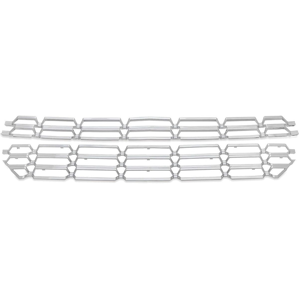 Grille Overlay Cover Inserts Compatible with 2016-2018 Chevy Chevrolet Silverado 1500 Front Bumper Upper Grille Cover Overlay Guard Chrome Silver