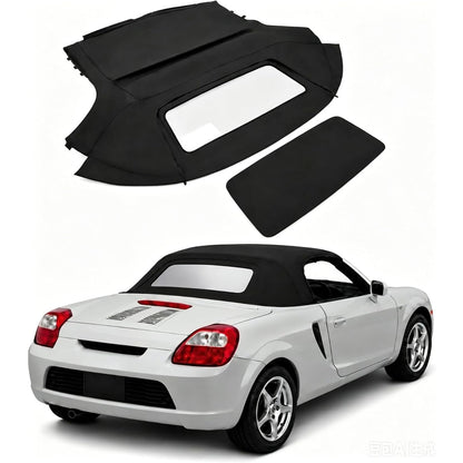 ALMULOO Convertible Soft Top Replacement Compatible with 2000-2007 Toyota MR2 Spyder, Premium Sailcloth Vinyl Cabrio Roof with Clear Plastic Window, Weatherproof Convertible Top, Black