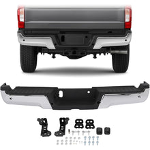 KUAFU Rear Step Bumper Assembly Compatible with 2017-2022 Ford F-250 F-350 Super Duty w/Park Assist Hole Replace for FO1102387 HC3Z17906KA Back Bumper Assembly Plastic+Steel Chrome Silvery+Black