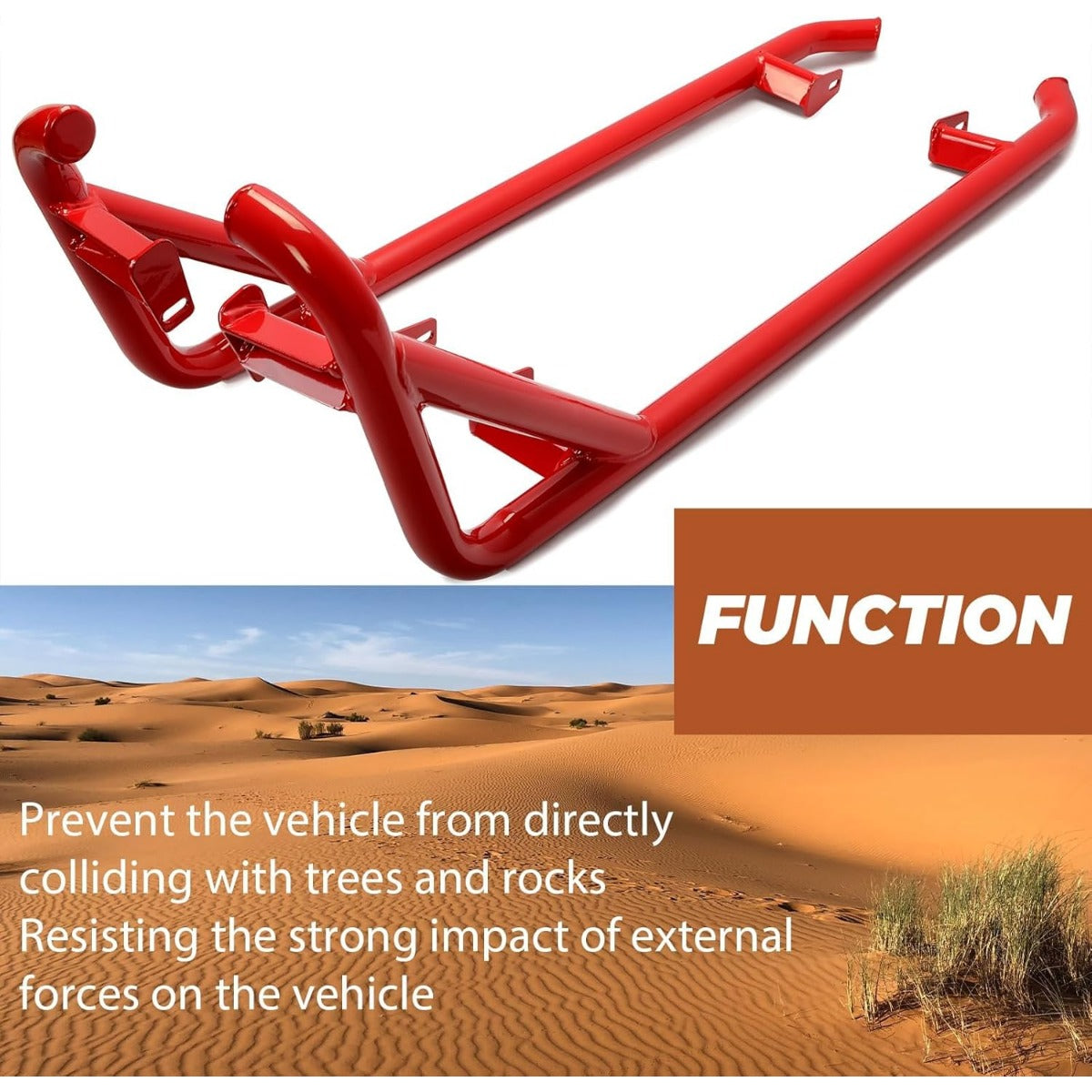 Red Nerf Bars Rock Sliders Compatible with 2014-2023 Polaris RZR XP 1000/ Turbo/Turbo S, RZR 900/900 XC/S 900/ S 1000 (2 Doors) Left & Right Side Steps - 2 Seater LYPS-007-2