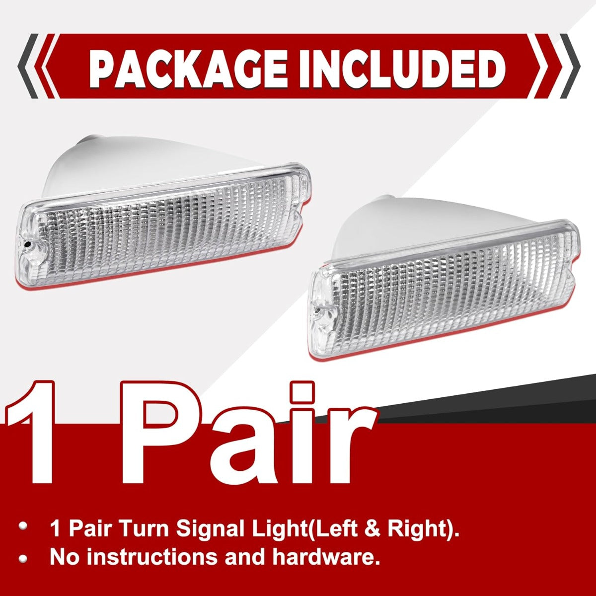 HECASA Pair Turn Signal Light Compatible with 1991-1993 Dodge D150 D250 D350 W150 W250 W350 Ramcharger Running Light Signal Lamp Replacement for CH2520106 CH2521106 Driver & Passenger Side Clear Lens
