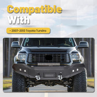 Load image into Gallery viewer, ECOTRIC Front Bumper Compatible with 2007-2013 Toyota Tundra Full Width Off-Road Bumper W/D-rings, LED Lights, Winch Plate Steel Black 2 Packages LYAM-416A+LYAM-416B

