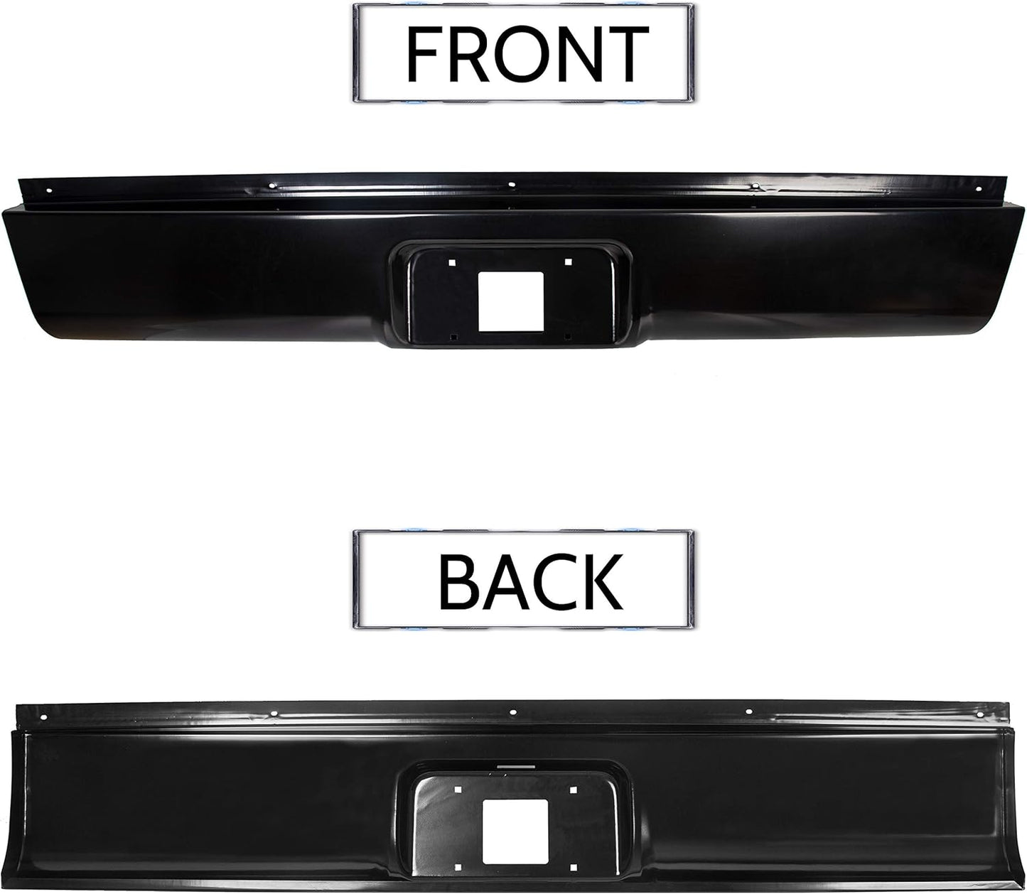 Rear Steel Roll Pan Bumper License Plate LED Light Compatible with 1999-2007 Chevy Silverado & GMC Sierra 1500 2500 3500 Pickup Trucks LYAM-397