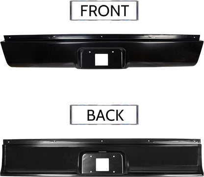 Rear Steel Roll Pan Bumper License Plate LED Light Compatible with 1999-2007 Chevy Silverado & GMC Sierra 1500 2500 3500 Pickup Trucks LYAM-397