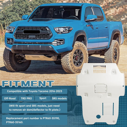 Front Skid Plate Protection Compatible with 2016-2023 Toyota Tacoma Replacement for PTR60-35190, PTR60-35160 Aluminum Powder Coated LYPS-065S