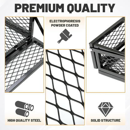 ATV Front+Rear Cargo Basket Universal Front+Rear Luggage Carrier Mesh Rack Black Steel LYMM-089S-1
