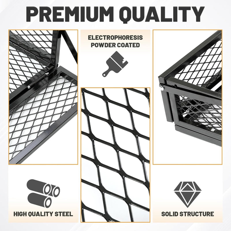 KUAFU ATV Front+Rear Cargo Basket Universal Front+Rear Luggage Carrier Mesh Rack Black Steel LYMM-089S-1
