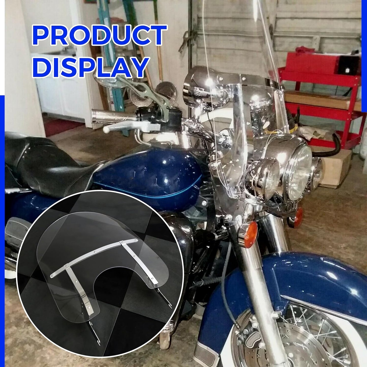 29inches x 22inches Motorcycle Windshield Compatible With 1994-2024 Harley Davidson Touring Road King FLHR FLHRS FLHRCI w/Bracket Mounting Bracket Detachable Quick Release Clear WSD-06