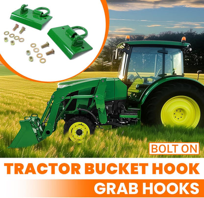 Tractor Bucket Hook Grab Hooks Compatible with John Deere Compact Tractor 1025R 2032R 3320 2520 Tractor Bucket Hooks D Rings Bolt on Heavy Duty LYJD-003
