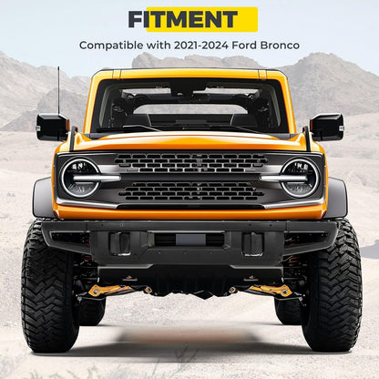 Front Bumper Compatible with 2021-2024 Ford Bronco Super Duty W/O Sensors Holes Powder Coated Black LYAM-731S