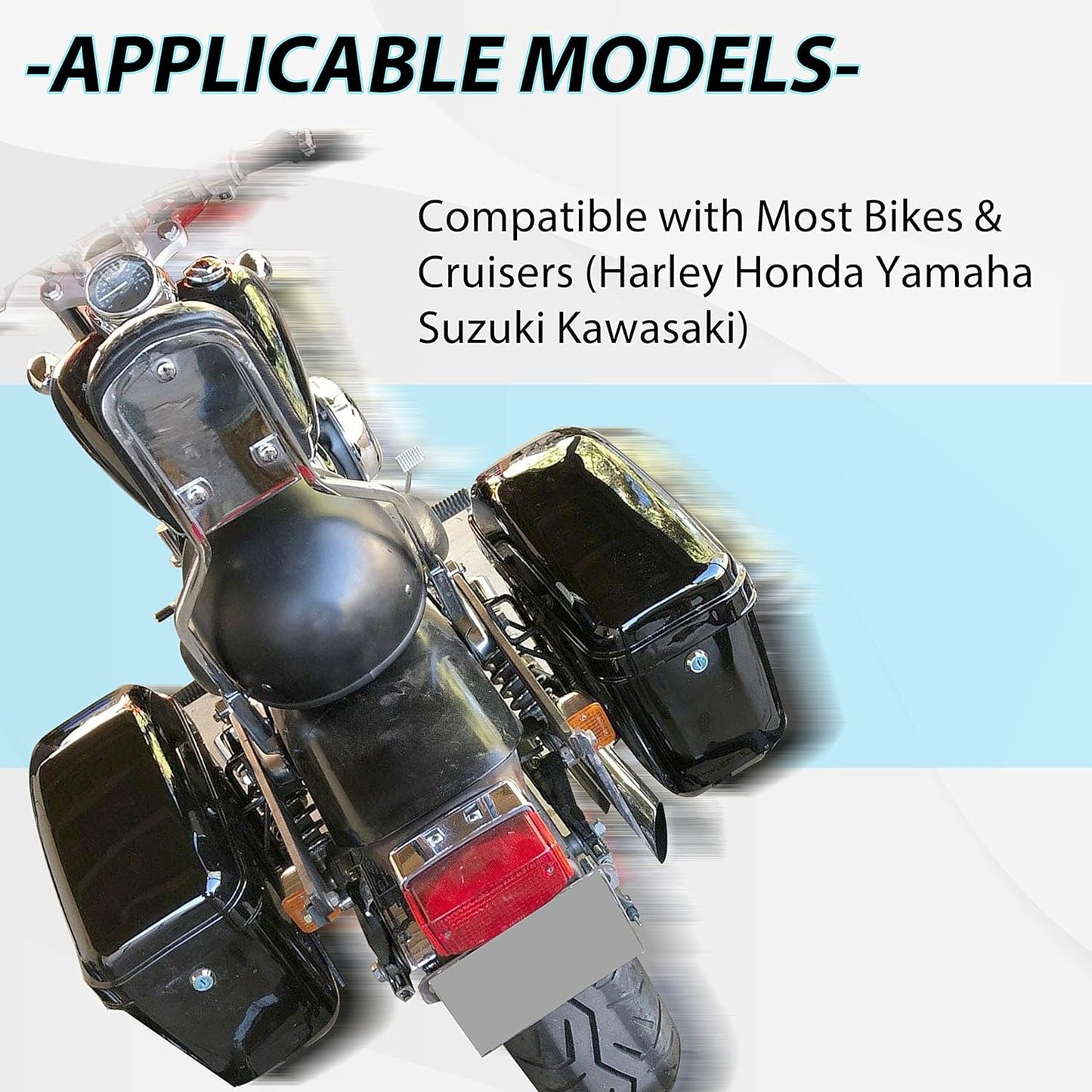 Hard Motorcycle Saddle Bags Saddlebags w/Mounting Kit Compatible with Harley Davidson Honda Shadow Kawasaki Vulcan VN Black Hard Trunk Saddlebags GA-B