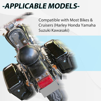 Hard Motorcycle Saddle Bags Saddlebags w/Mounting Kit Compatible with Harley Davidson Honda Shadow Kawasaki Vulcan VN Black Hard Trunk Saddlebags GA-B