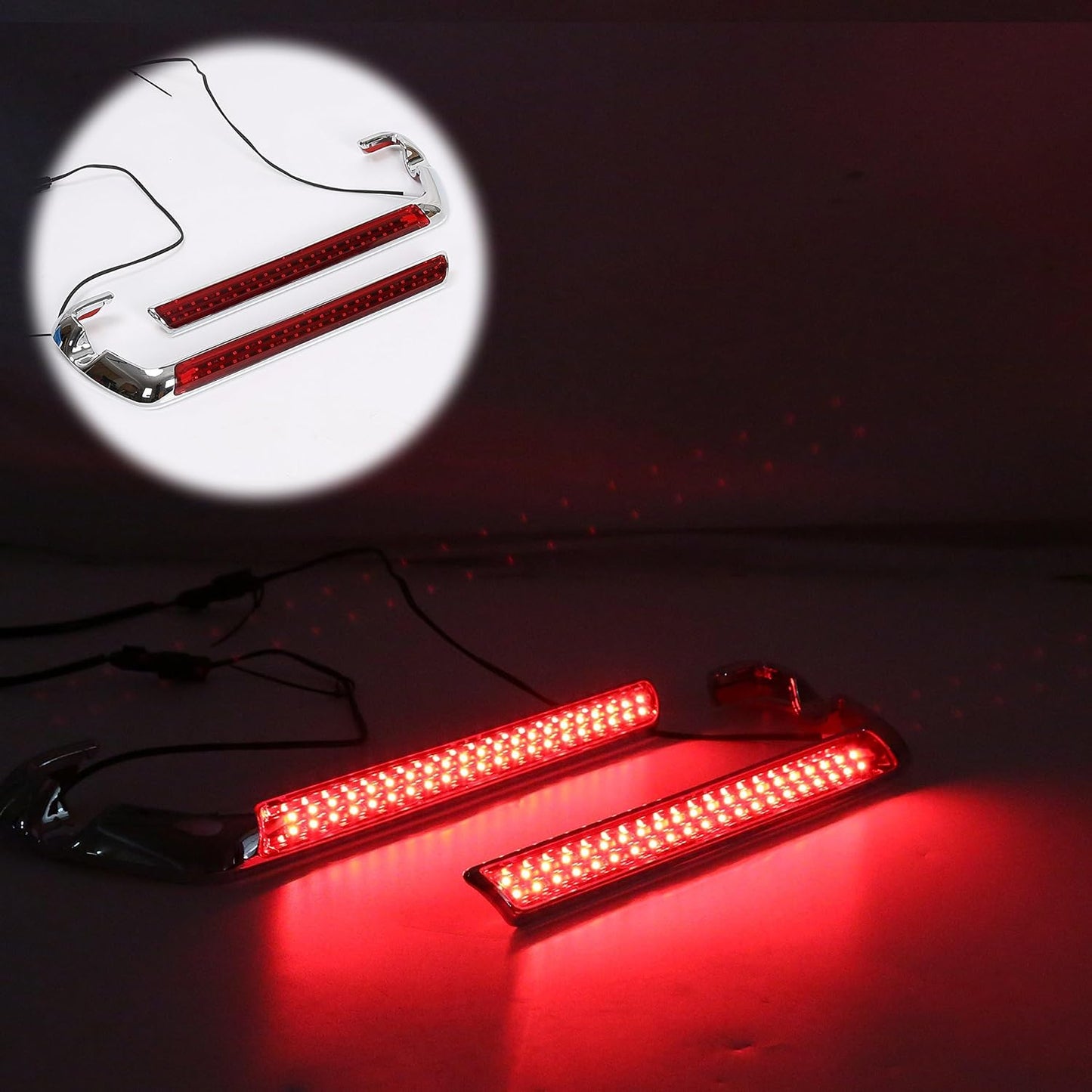 Kojem LED Side Marker Light Kit Compatible with 2014-2024 Harley Touring Road King Street Road Glide FLHR Replacement for P/N 69200722 69201599A Saddlebag Chrome Red