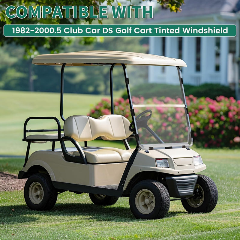 Windshield Compatible with 1982-2000.5 Club Car DS Clear Fold Down Impact Resistant Golf Cart DS Model Approximate dimensions 39.25inchesW X 36.75inchesH B23-61-C