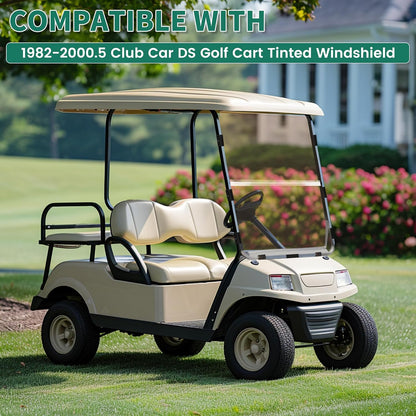 Tinted Windshield Compatible with 1982-2000.5 Club Car DS Golf Cart Smoke Style Fold Down Windscreen B23-61-S