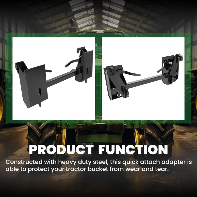 KUAFU 4000Lbs Universal Quick Attach Skid Steer Adapter Bucket Latch Compatible with Global John Deere Loaders Skid Steer Attachment Conversion Adapter Plate Steel Powder Coated Black LYOM-042