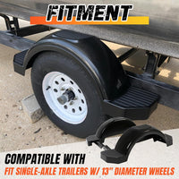 Load image into Gallery viewer, Set of 2 Single Axle Trailer Fenders 13inches Wheels Tire Skirt Boat(Black) LYAP-274S-2
