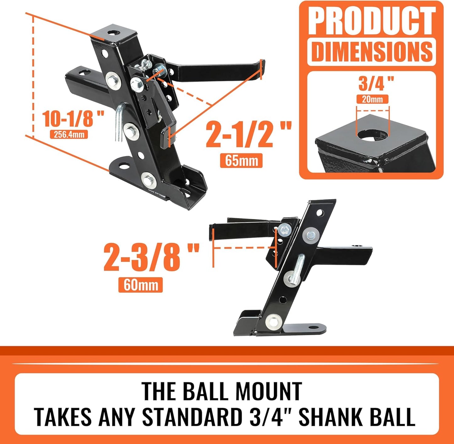 Heavy Duty Adjustable Lawn Mower Trailer Towing Hitch, Garden Tractor Hitch Steel Compatible with John Deere Cub Cadet Craftsman LYJD-011-SD