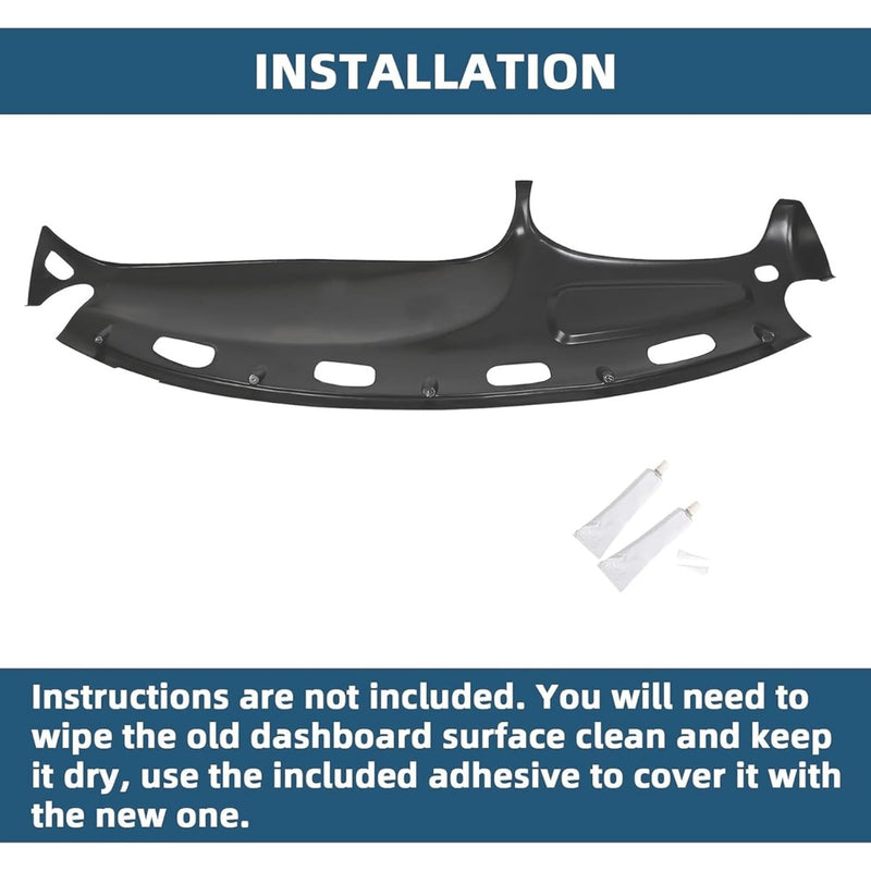 Dash Cover Overlay Compatible with 1998-2001 Dodge Ram 1500, 1998-2002 Dodge Ram 2500 Base/Dodge Ram 3500 Base Trucks Gray Dashboard Dash Cap Pad Bezel Molded Protector LYAP-299S-2