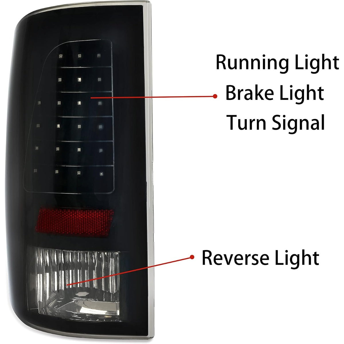 Kojem LED Tail Lights Compatible with 09-18 Dodge Ram 1500 2500 3500 Brake Rear Lamps Turn Signal Driver & Passenger Side 1 Pair Taillights Smoke Lens