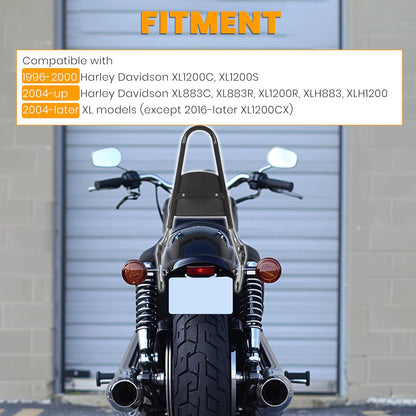 Detachable Sissy Bar Passenger Backrest Compatible with 2004-Up Harley Sportster XL883C 883R XL1200R 1200C 1200S XLH883 XLH1200 Motorcycle Backrest W/Cushion Pad LYHD-31-GB