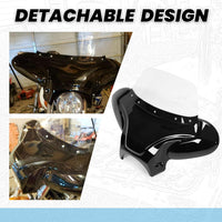 Load image into Gallery viewer, Universal Motorcycle Cruiser Front Outer Fairing Batwing w/Clear Windshield 37inches Wide x 24inches Tall Bat Wing Transparent Black ABS Plastic Durable WSD-07
