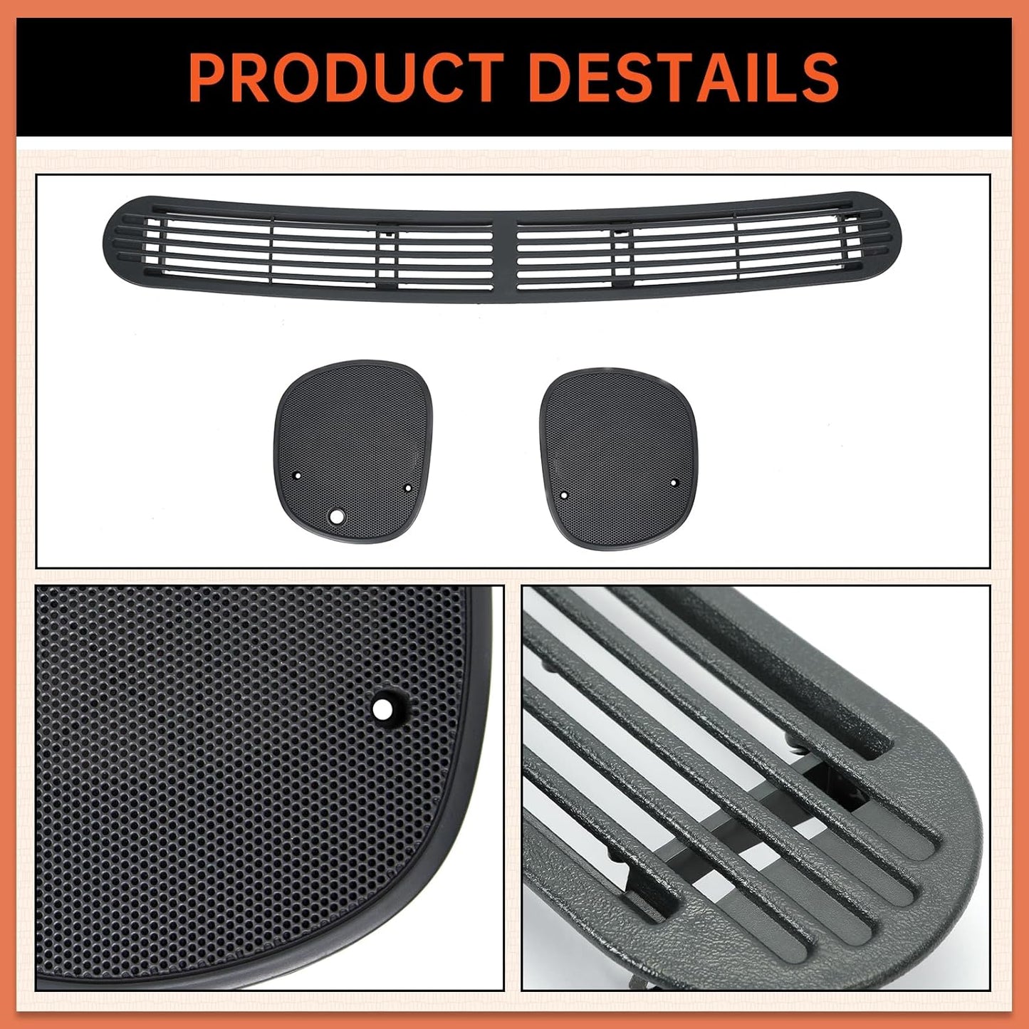 Dash Defrost Vent Cover& Speaker Grill Set Compatible with 1998-2005 Chevy Chevrolet S10 GMC Jimmy Sonoma Oldsmobile Bravada Blazer (2 Packages) LYAP-266S-3