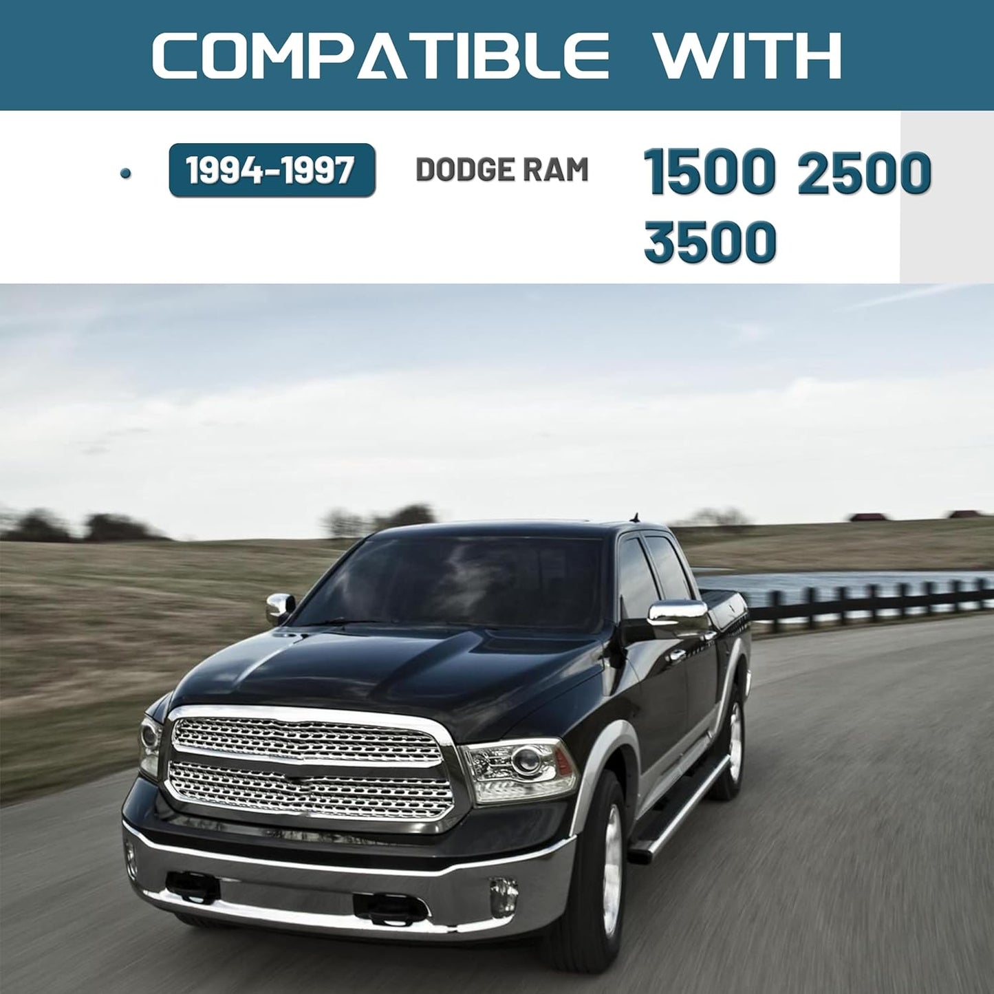 Dash Replacement Compatible with 1994-1997 Dodge Ram 1500 2500 3500 Replace for 5EY72RC8 Black Upper Panel Dashboard LYAP-288-2S