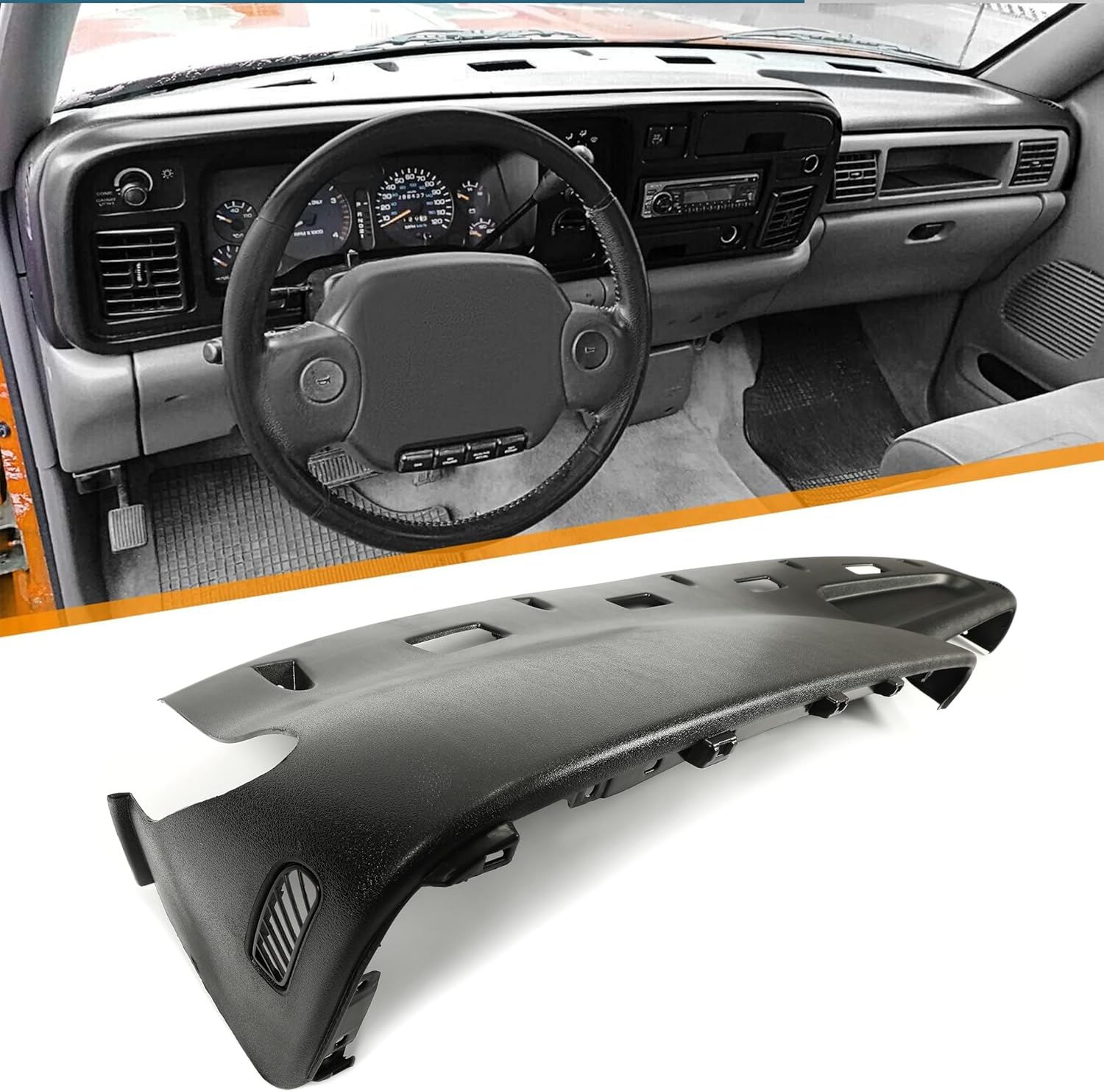 Dash Replacement Compatible with 1994-1997 Dodge Ram 1500 2500 3500 Replace for 5EY72RC8 Black Upper Panel Dashboard LYAP-288-2S
