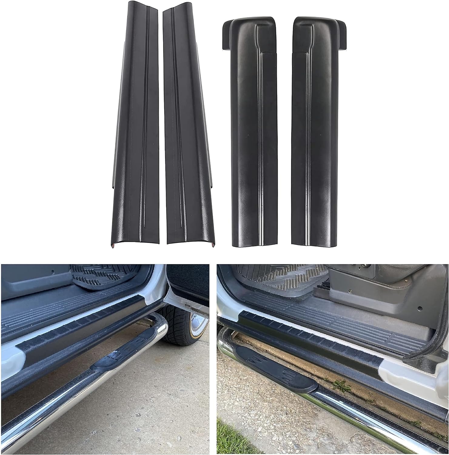 Rocker Panel Guard Compatible with 1999-2007 Chevy Chevrolet Silverado/GMC Sierra 1500 2500 3500 Classic Extended Cab Replacement for 14068 Trail Armor Side Skirts Extension Body Kit LYAP-253-DK