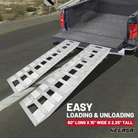 Load image into Gallery viewer, HECASA 60inches X 15inches Trailer Ramp Universal 6800 LBS Truck Bike Motorcycle Loading Ramps Hook End Knife Foot Pair LYOM-195S
